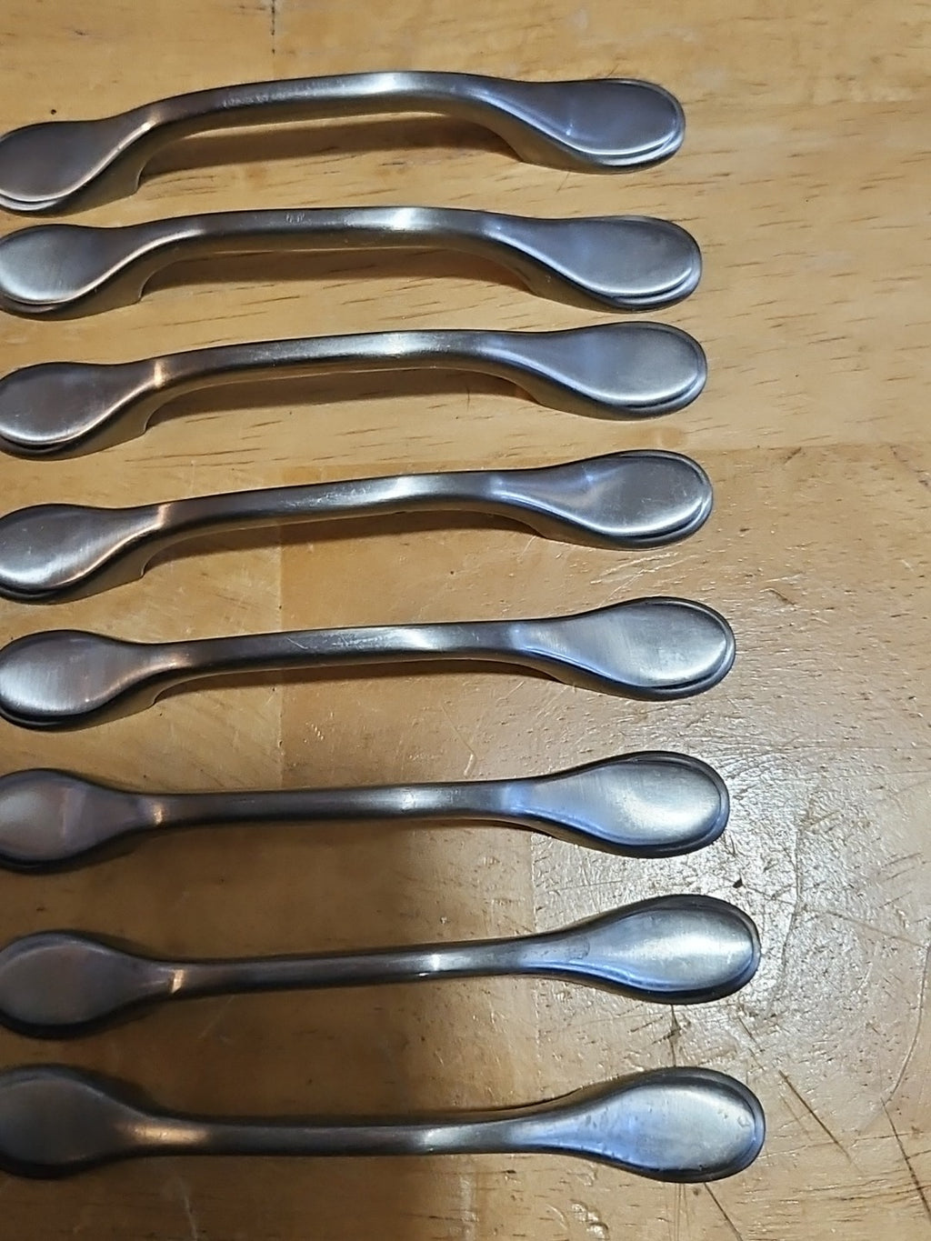 Set Of 8 - 3 Inch Center to Center Satin Nickel Cabinet Pulls 5" Long