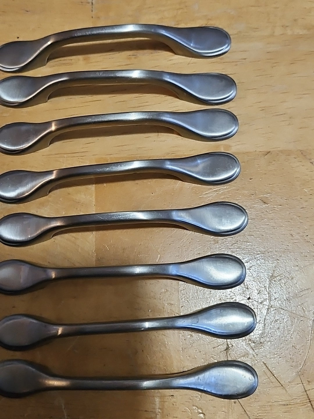 Set Of 8 - 3 Inch Center to Center Satin Nickel Cabinet Pulls 5" Long