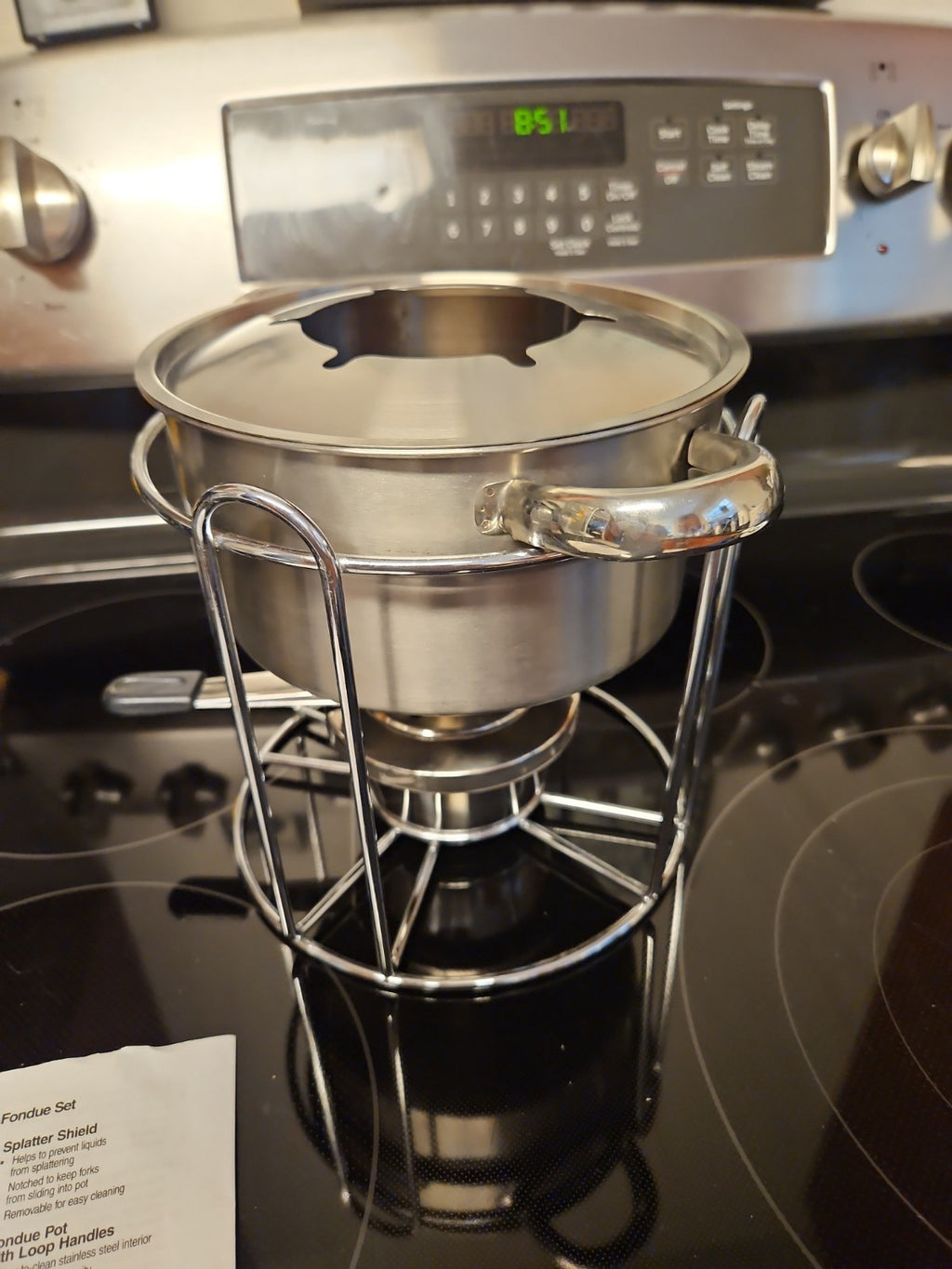 Casa Moda Buffet Stainless Steel Fondue Set Chocolate & Cheese 3 Plates No Forks