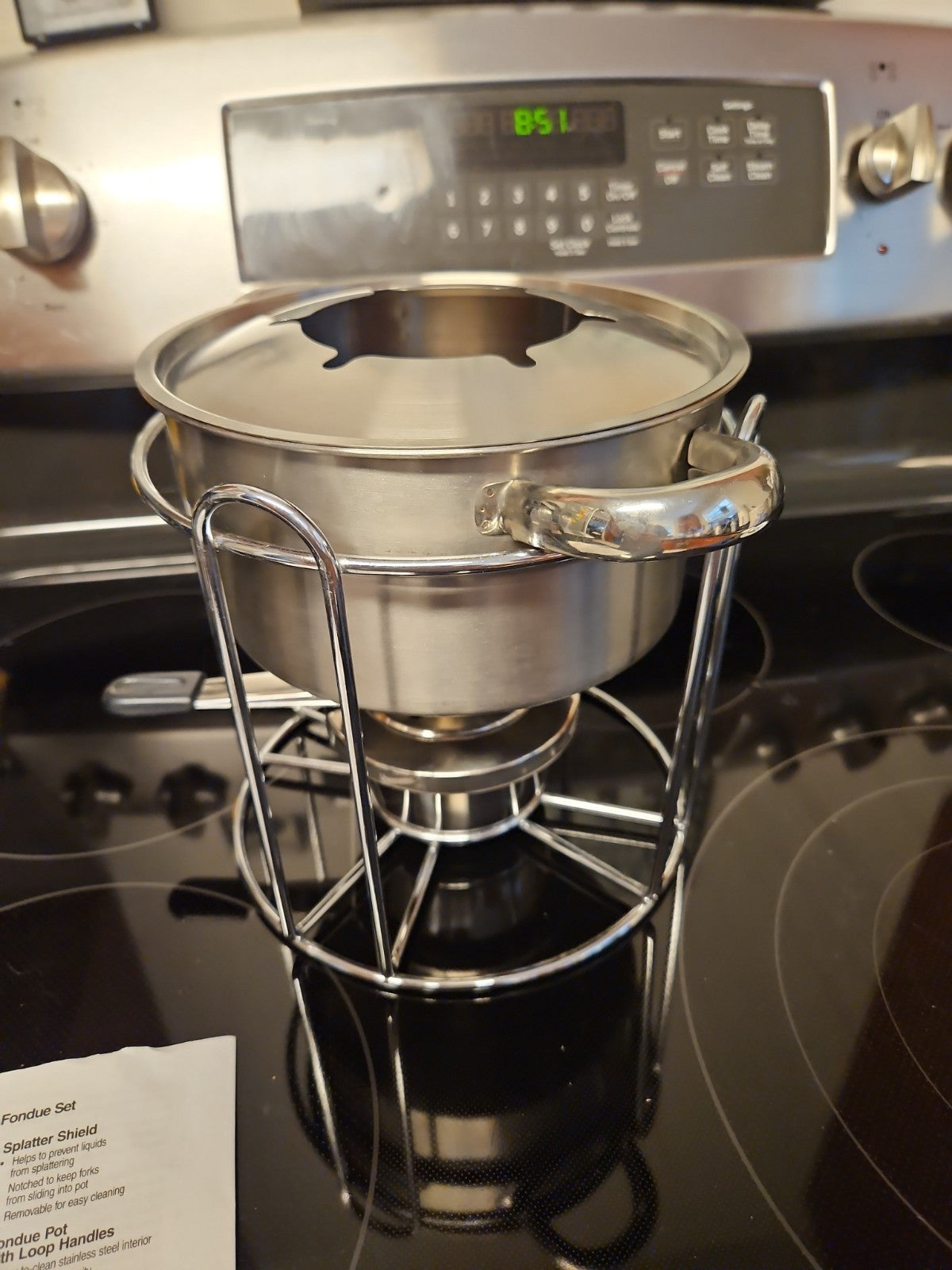 Casa Moda Buffet Stainless Steel Fondue Set Chocolate & Cheese 3 Plates No Forks