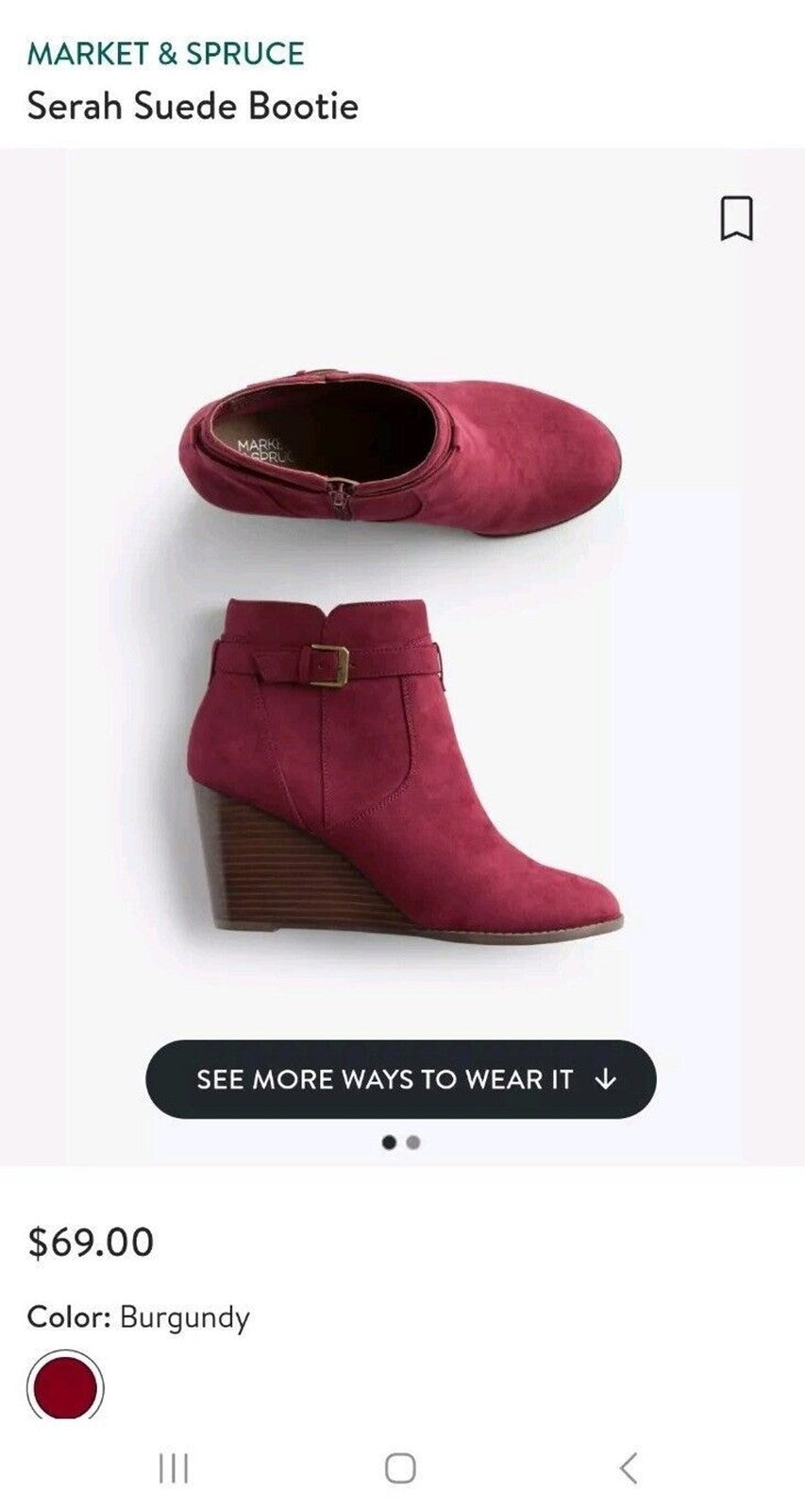 MARKET & SPRUCE Women's Burgundy Serah Faux Suede Boots, Size 10, NIP