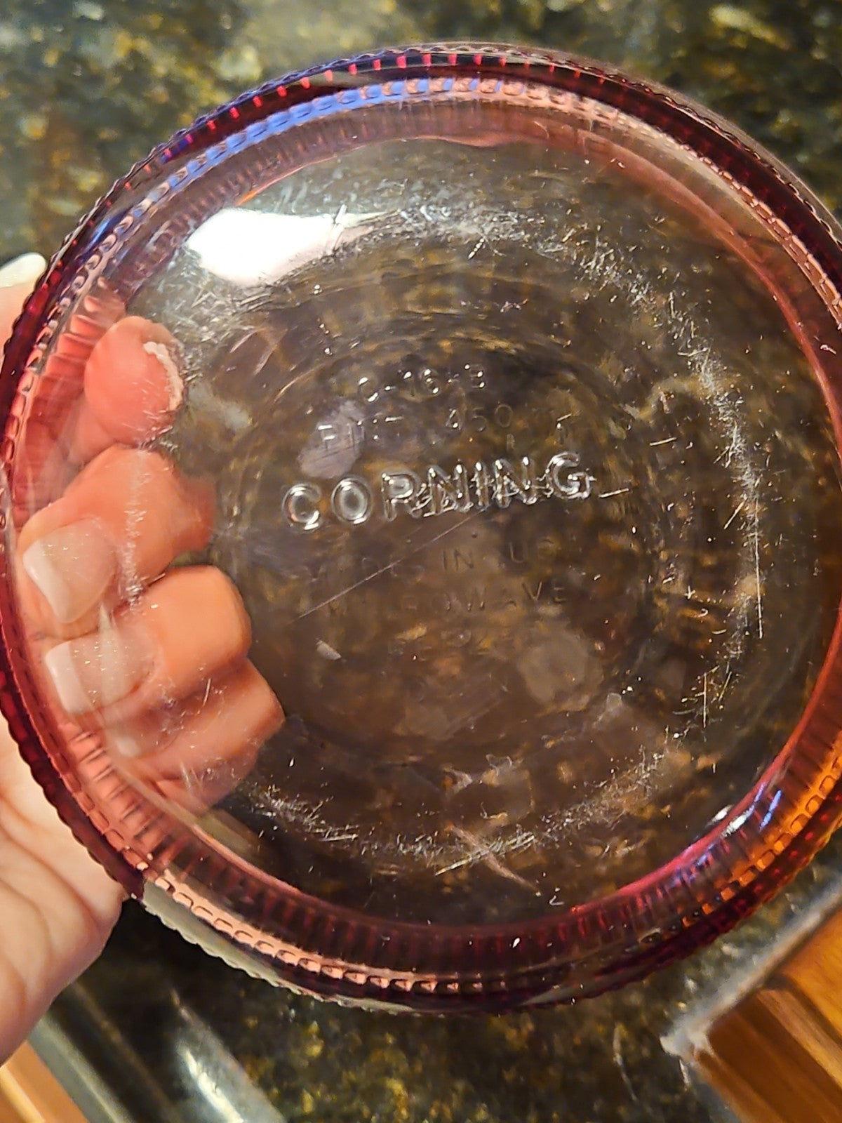 Vintage Corning Ware Ribbed Cranberry Glass Dish 1 Pint C-16-B Dish Only