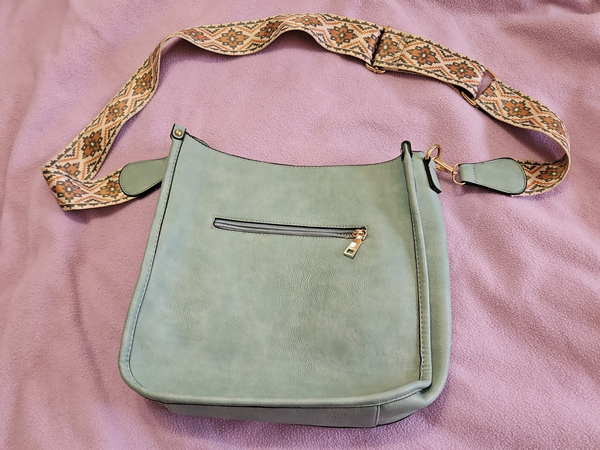 Jen & Co. Chloe Crossbody Shoulder Bag, Vegan Leather Teal Southwest Print Strap