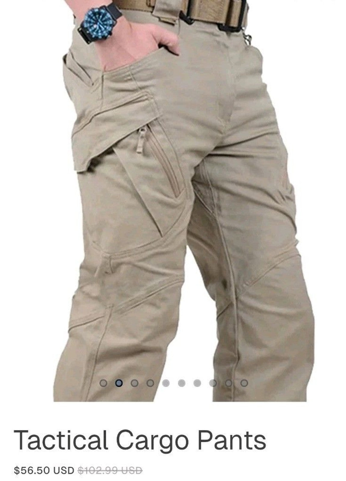 NIP Men's Tactical Cargo Pants Waterproof Multiple Pockets Sz 4XL Khaki