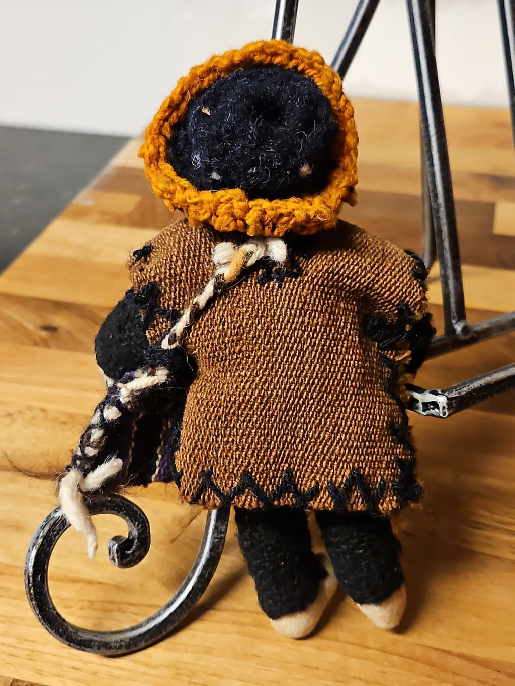 Vintage Andean Folk Art Doll 6.5" Hand Woven Peruvian Knitted Cloth