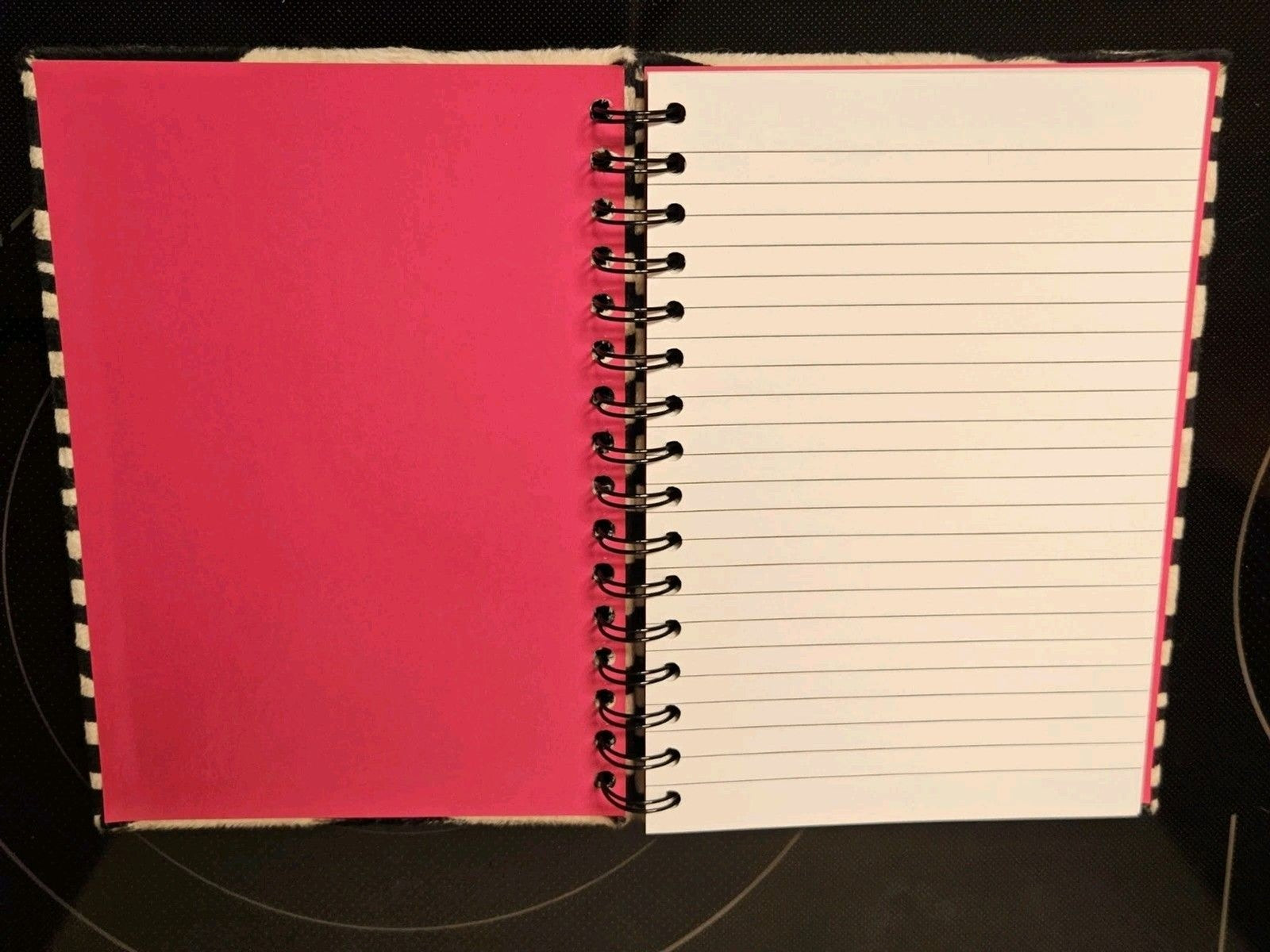 Sexy Chic Fuzzy Zebra Print Hardcover Journal Ruled Pink Lining 8.5" X 6"