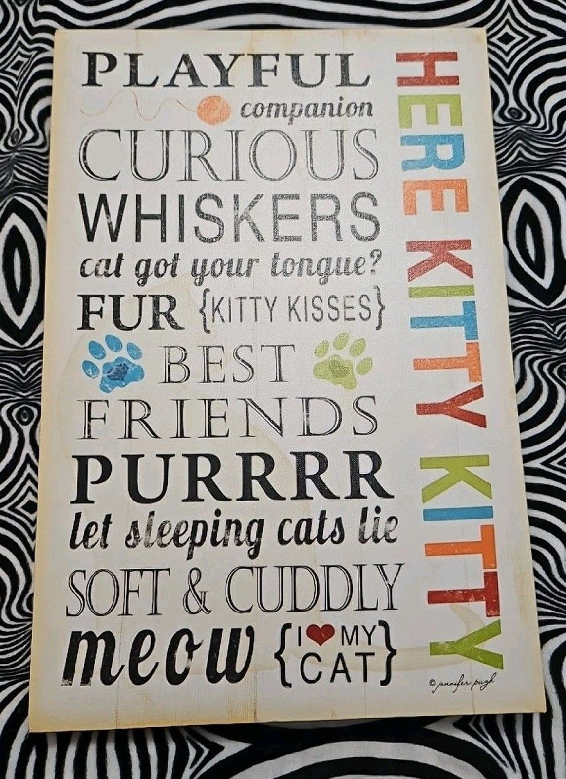 Cat (Here Kitty Kitty) Canvas  17.5” X 12”  Art Print Poster Jennifer Pugh
