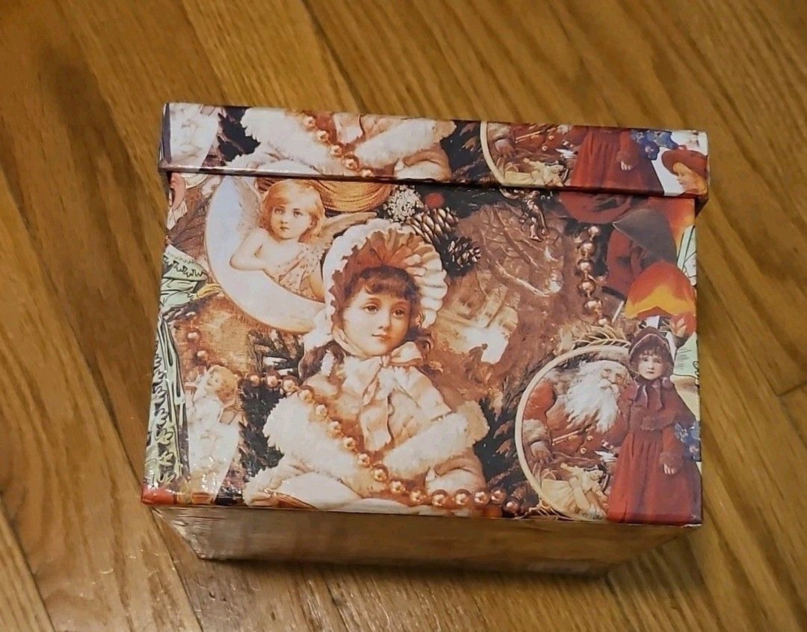 Elegant Storage Box Pink & Red Victorian Cherub Roses Pearls Theme 7" X 7" X 5"