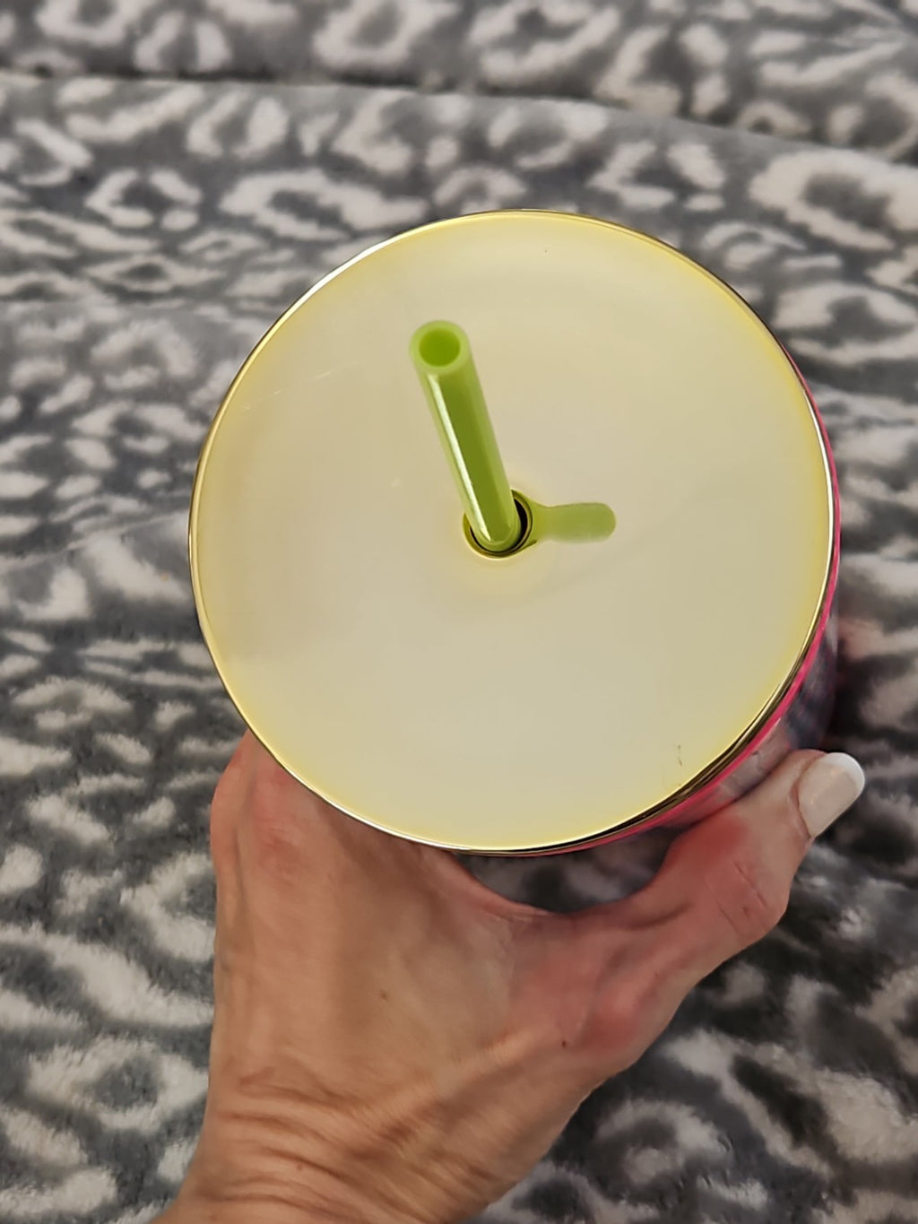 Lilly Pulitzer Tumbler With Straw Lil Earned Stripes Zebra Pink 24 oz. EUC