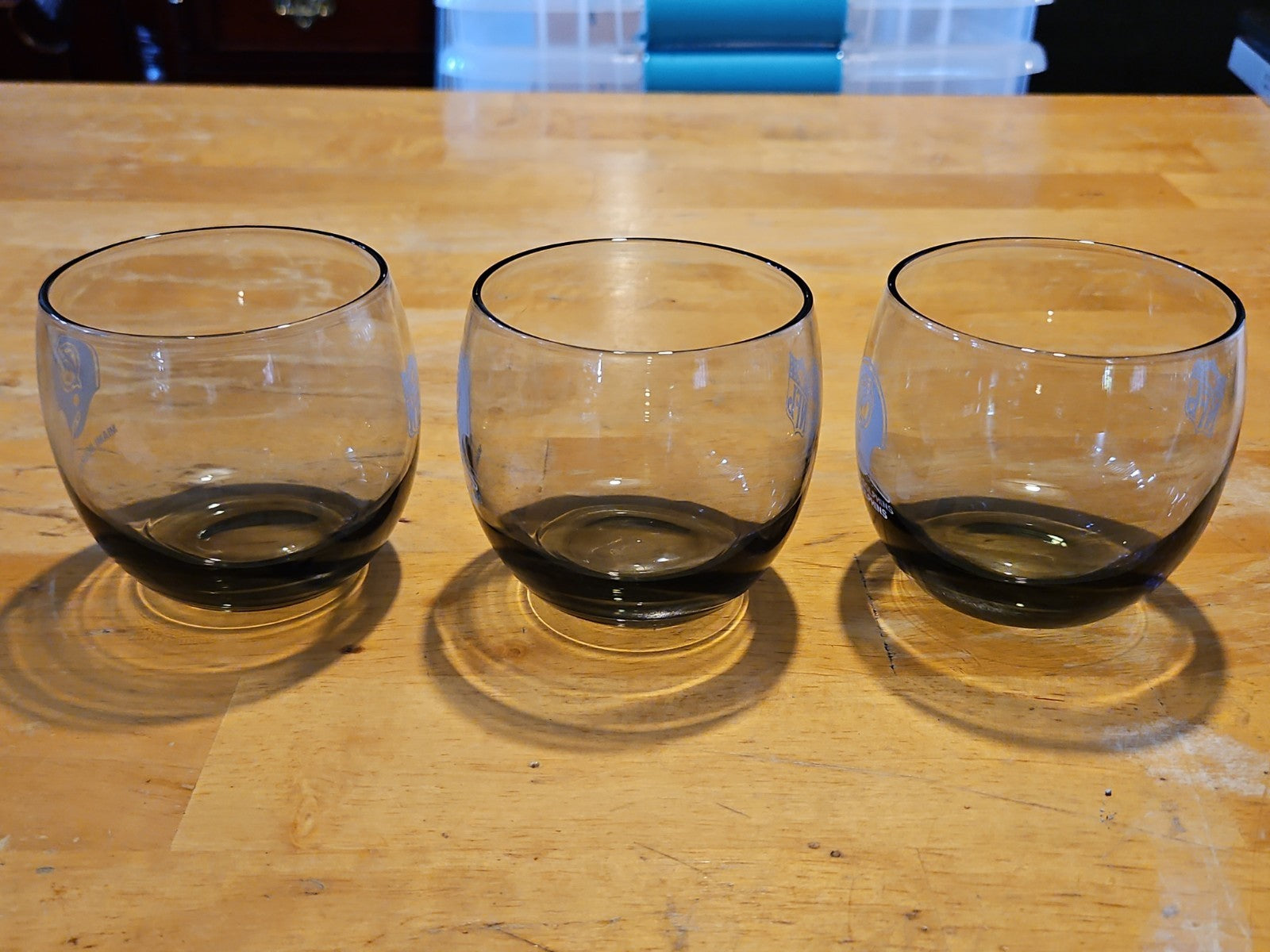 Set Of 6 NFL Miami Dolphins Rolly Polly Rocks Glasses Smoke Color 3.5" X 3"