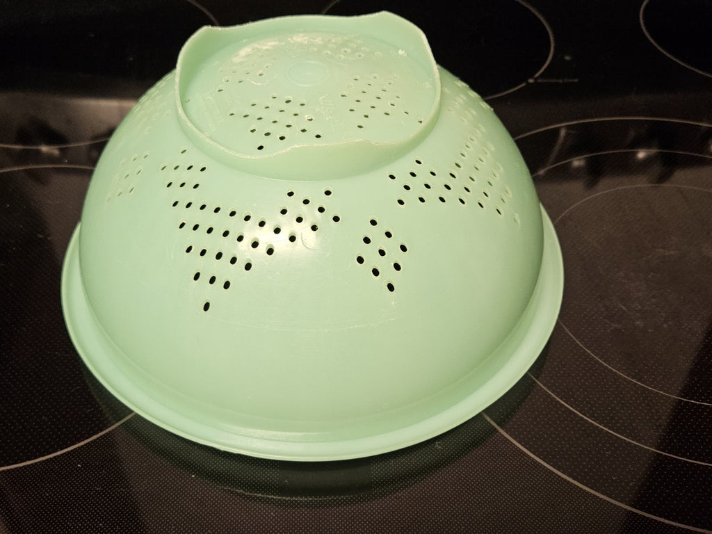 Vintage Tupperware Jadeite Green 9'' Pasta Strainer Colander W Lid #339 & #516
