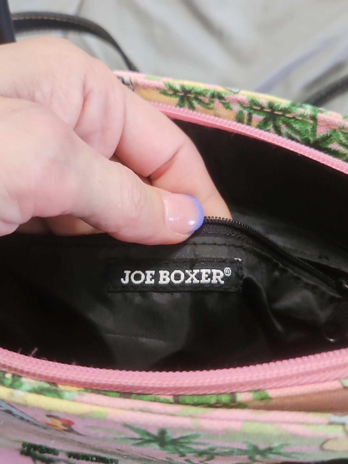 Vintage Y2K Joe Boxer Hawaiian Beaded Canvas Handbag Purse Pink Tropical Print