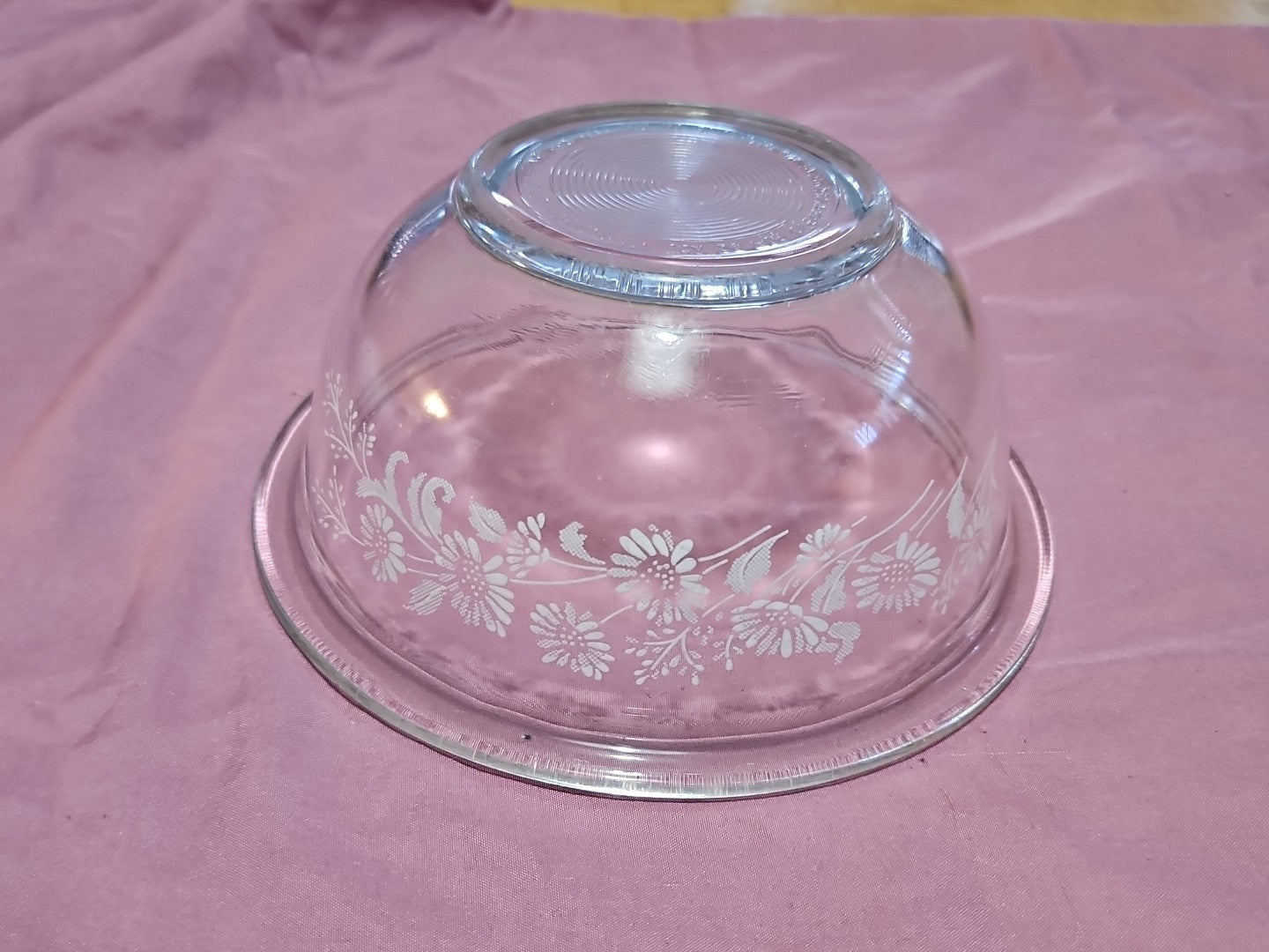 Vintage Pyrex #322 Colonial Mist Clear White Lace Floral 1 L Bowl