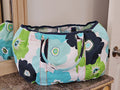 Thirty One Pleated Top Beach Tote 129 Newport Bloom Blue Green Cream 20x13x5"