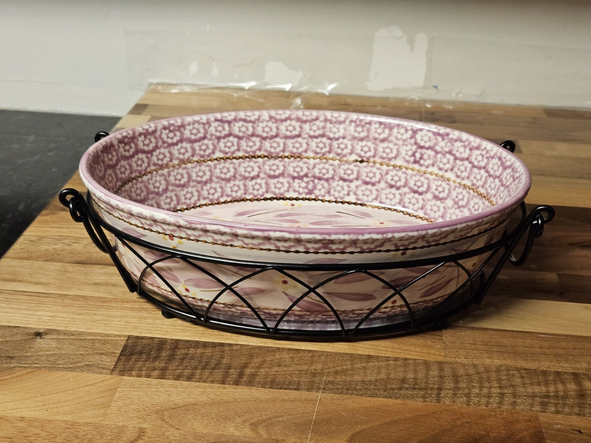 Temptations By Tara Old World Lilac Oval Baker 2.5 qt. Metal Rack & Trivet