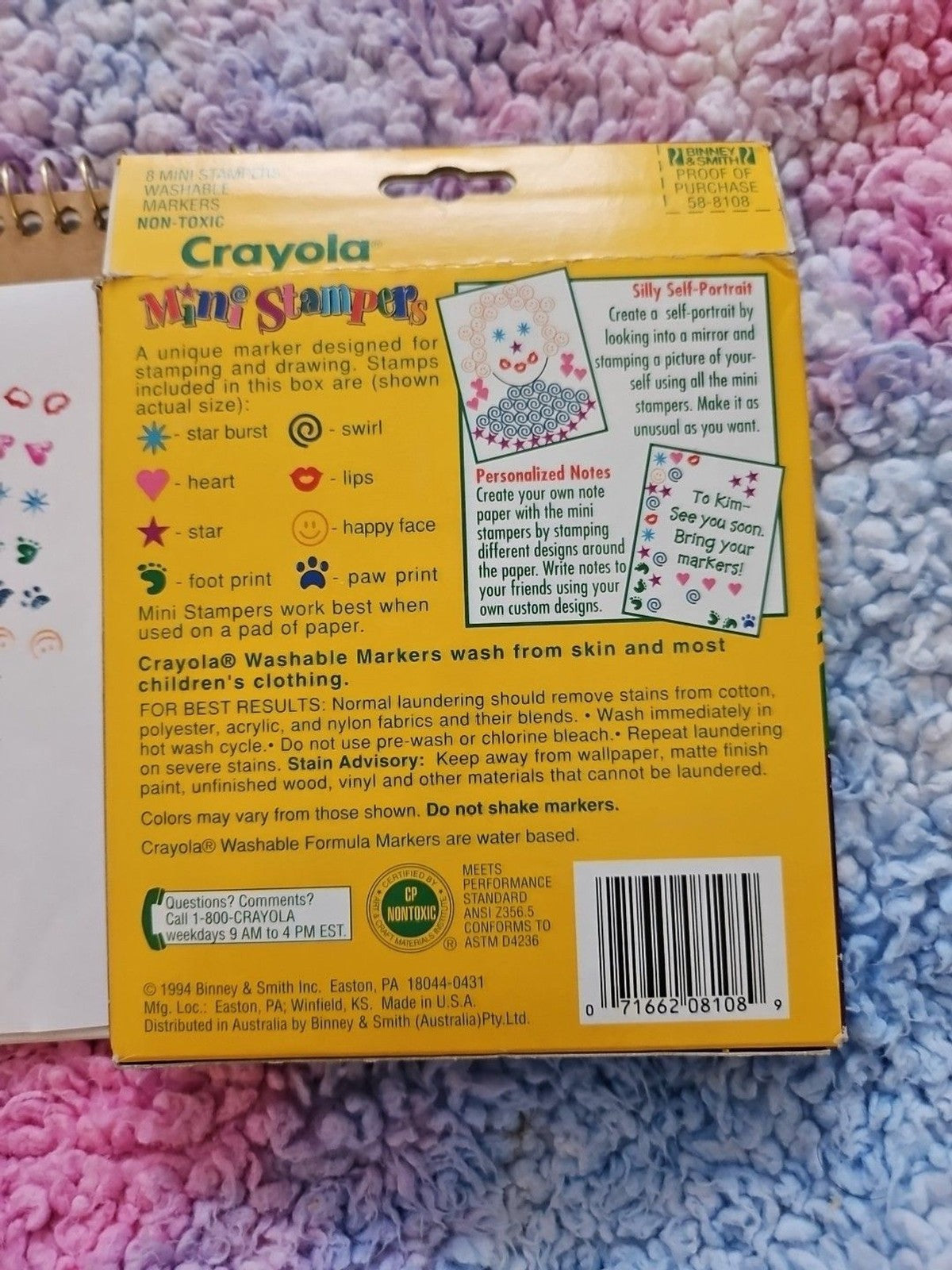 Pack Of 8 Crayola Mini Stampers Vintage 1994 Binney & Smith READ