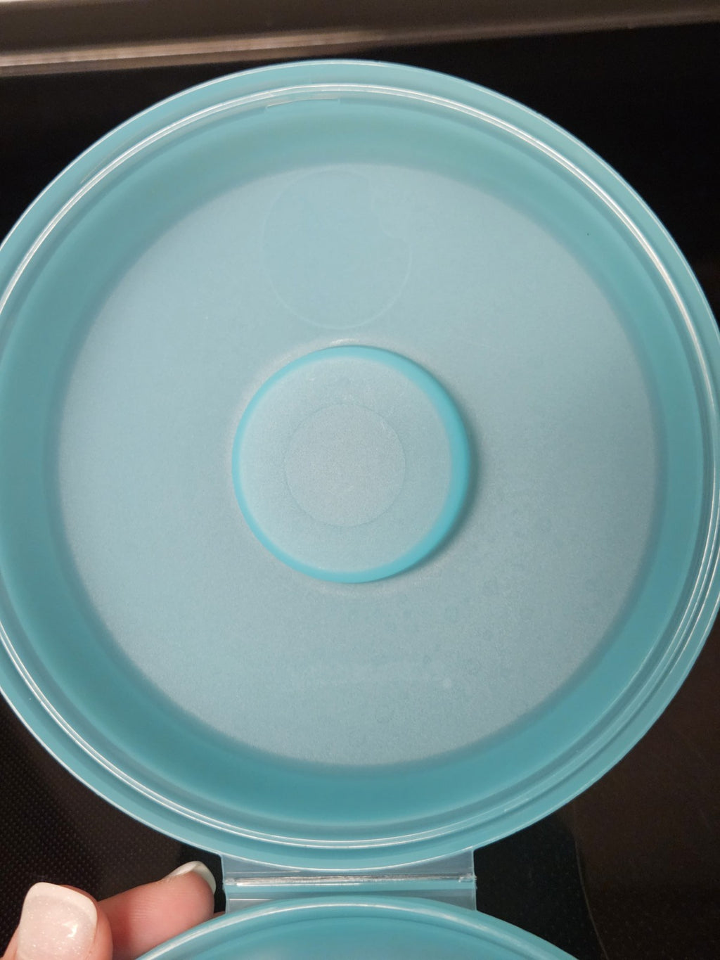 Tupperware Round Sandwich Bagel Keeper Teal No Insert 440A-1
