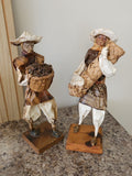 Set of 2 Vintage Paper Mache Mexican Folk Art Sculptures Farmers With Harvest