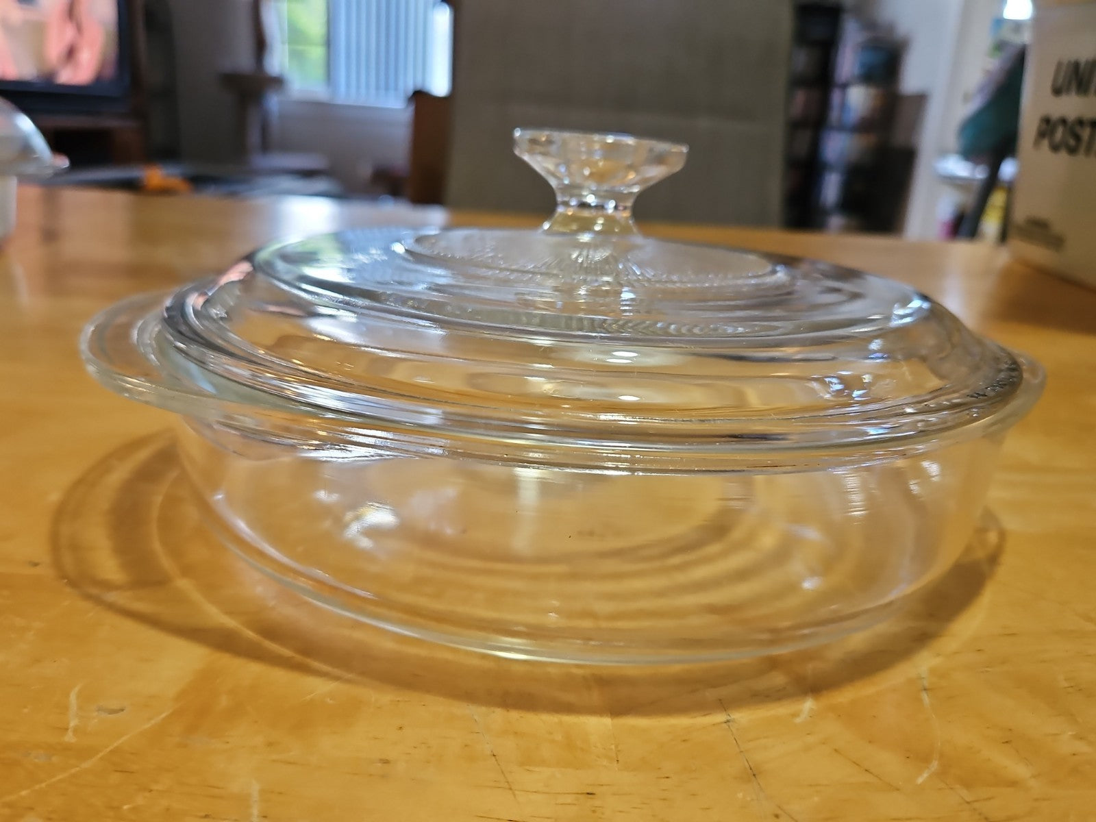 Vintage Pyrex Clear 8.5” Deep Dish Casserole Baking Dish #221 W Lid #G-1-C
