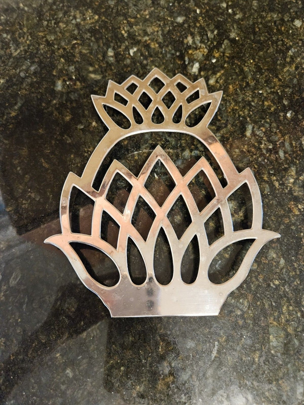 Vintage MCM Silver Plated Pineapple Trivet Wall Decor Made in Italy