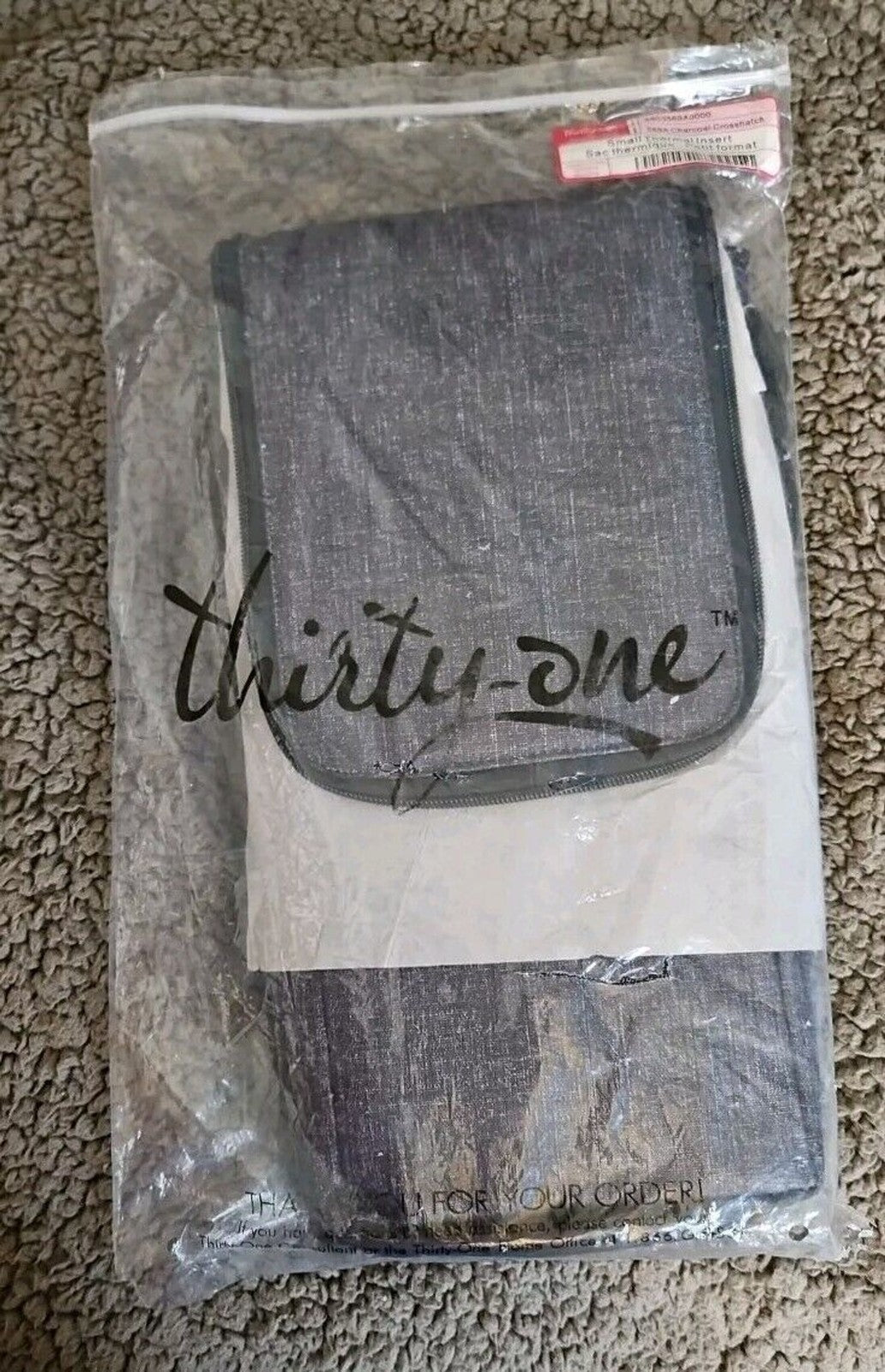 Thirty-One Small Thermal Insert 569A Charcoal Crosshatch NIP