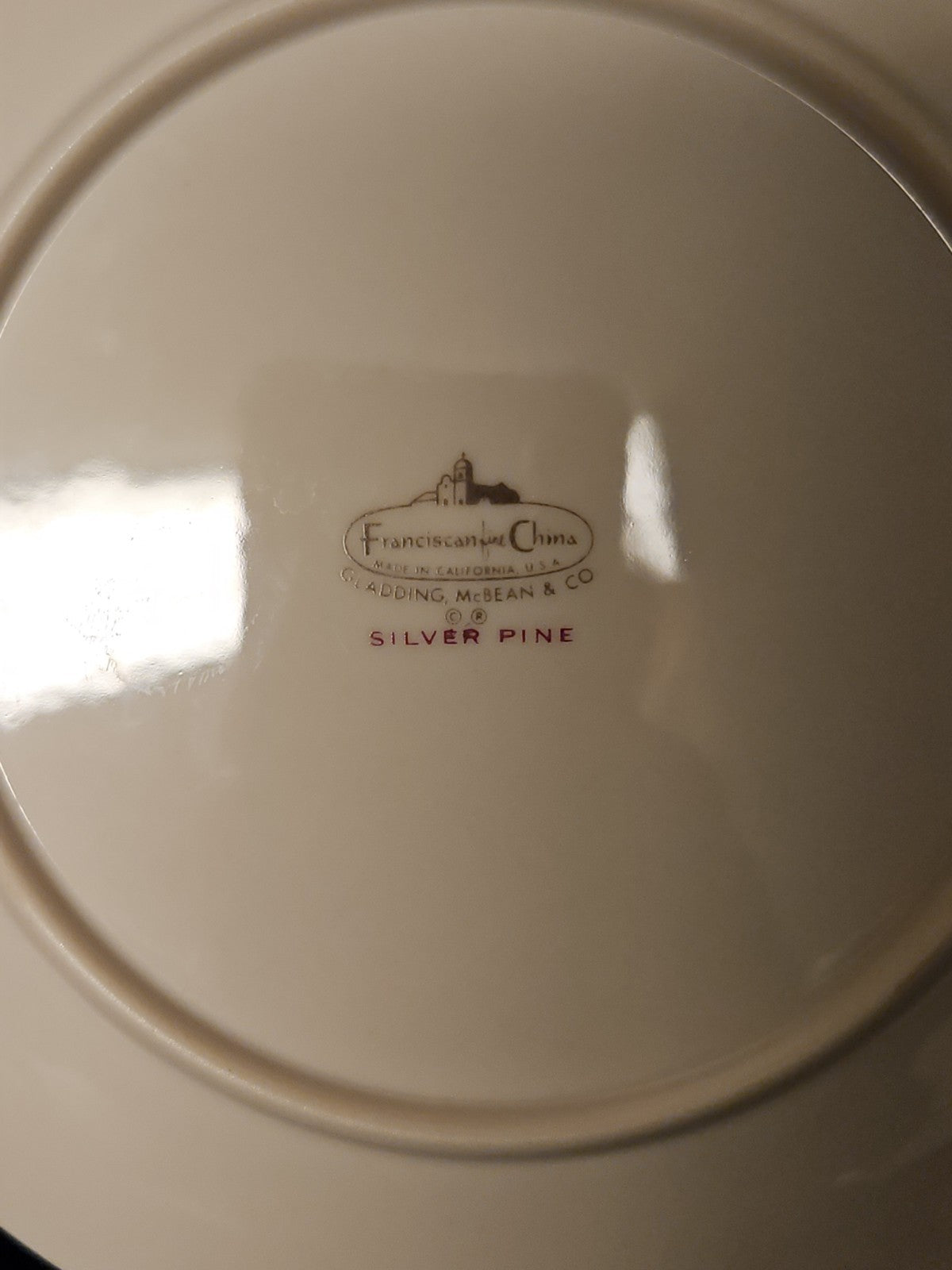 Vintage MCM Franciscan Silver Pine Bread & Butter Plate EUC 6 3/8"