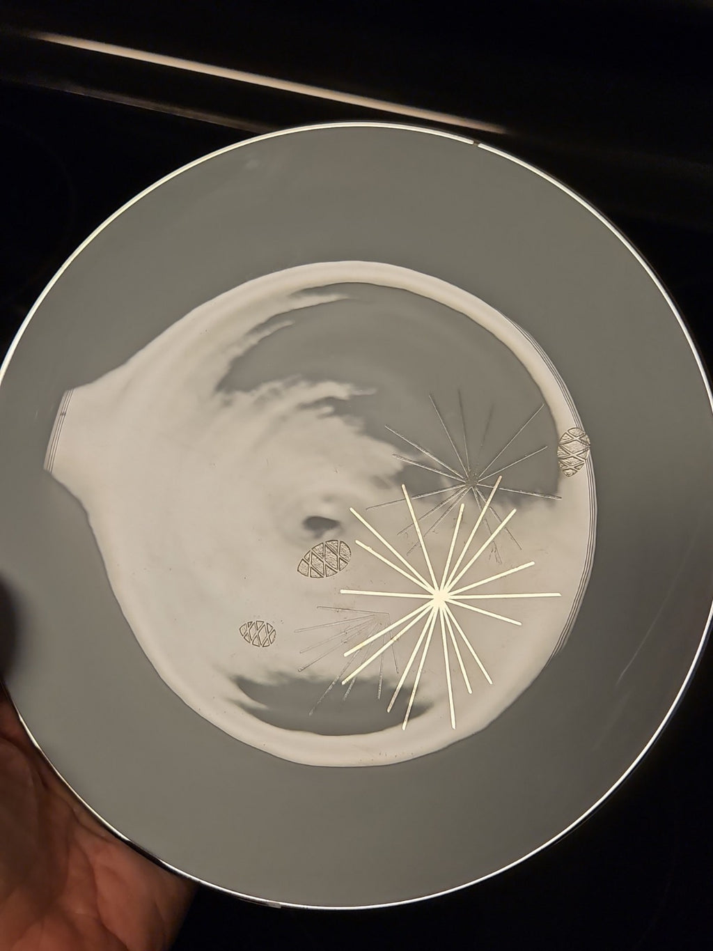 Vintage MCM Franciscan Silver Pine Bread & Butter Plate 6 3/8"