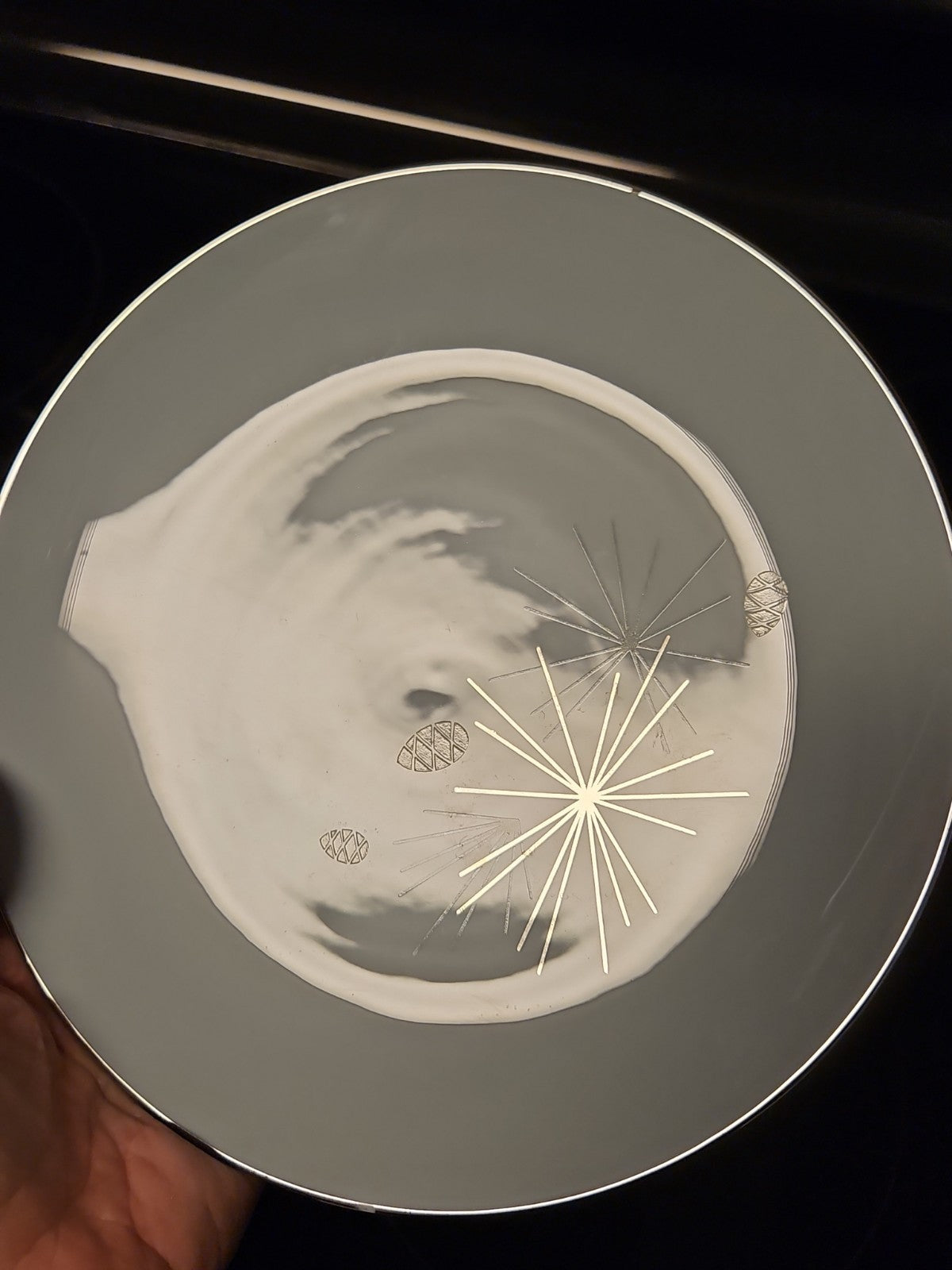 Vintage MCM Franciscan Silver Pine Bread & Butter Plate 6 3/8"