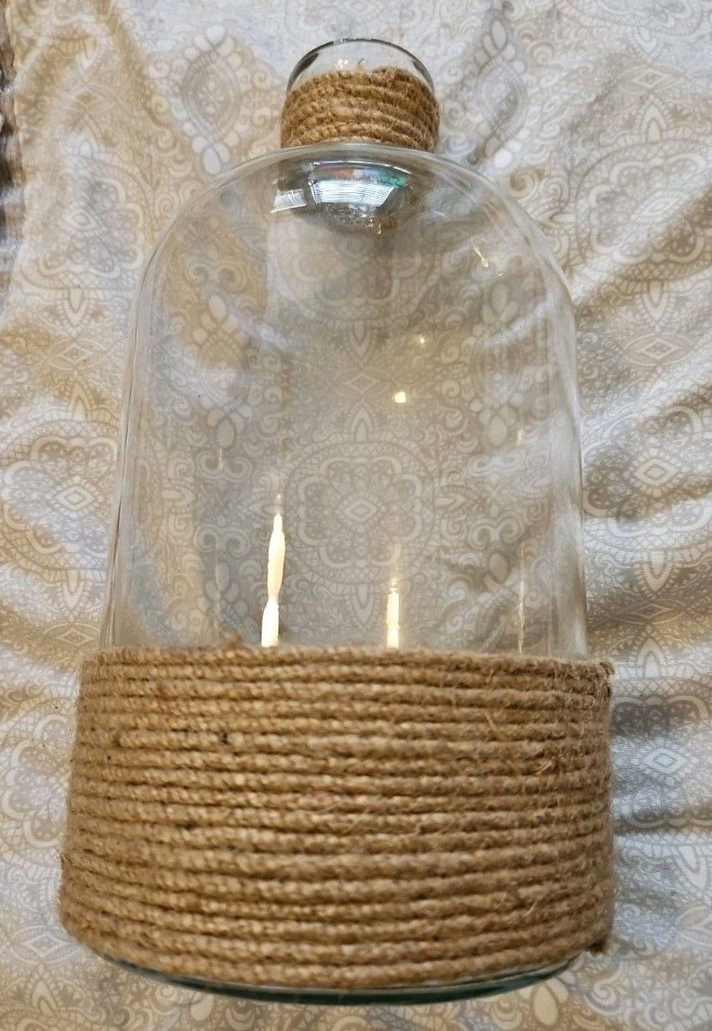Rustic Country Chic Burlap & Lace Glass Bottle & 2 Mason Jar Decor Set