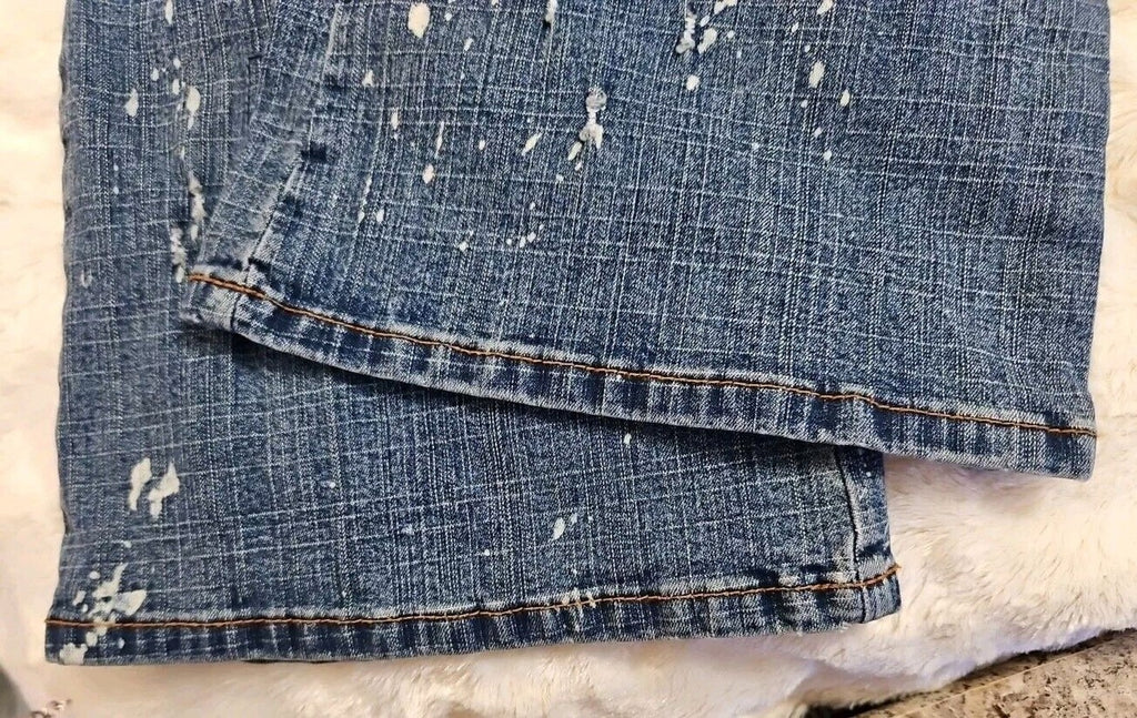 Blue Asphalt Women's Vintage Y2k Jeans Size 3 Paint / Black Lace / Chain Detail