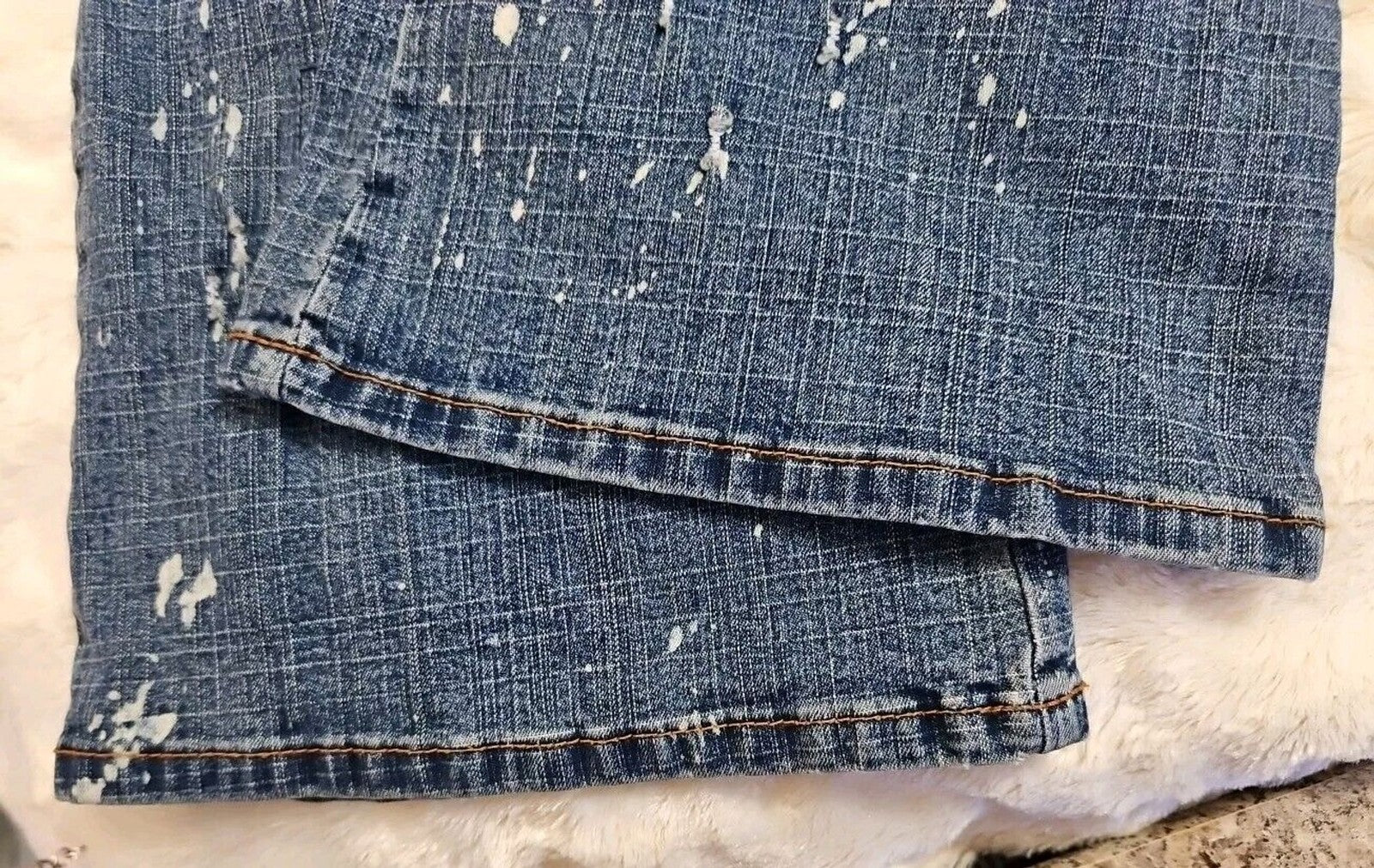Blue Asphalt Women's Vintage Y2k Jeans Size 3 Paint / Black Lace / Chain Detail