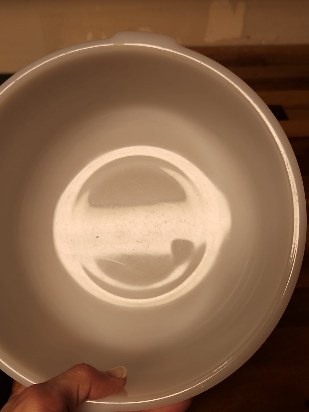 Vintage Glasbake Made for Sunbeam Mixer  19CJ Large White Milk Glass Mixing Bowl