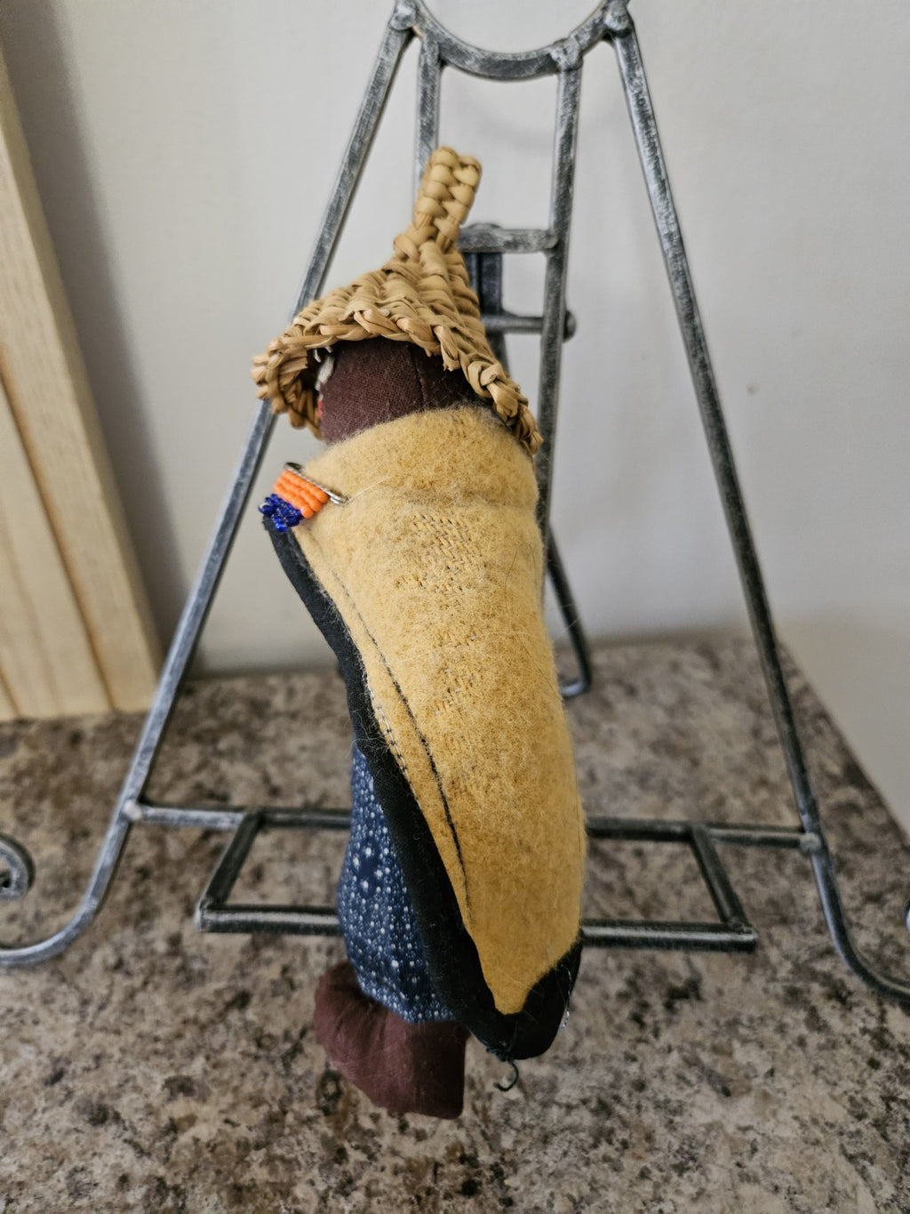 Vintage South African Lesotho Basotho Doll 9" Handcrafted Fabric EUC