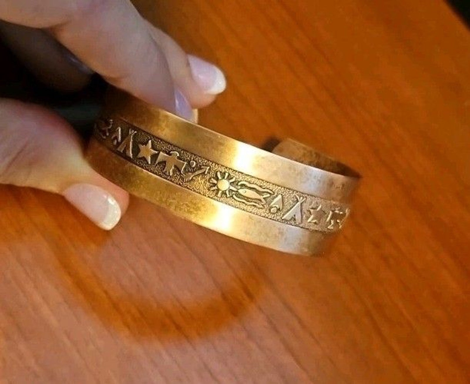 Vintage 90's Copper Native American Southwestern Style Cuff Bracelet, 5.25in