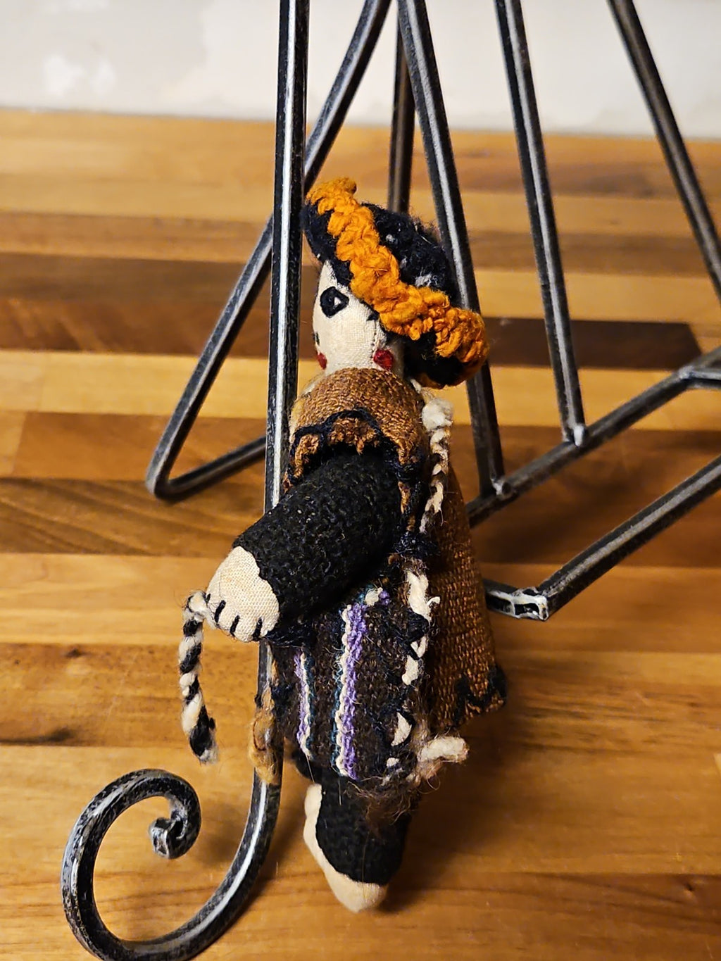 Vintage Andean Folk Art Doll 6.5" Hand Woven Peruvian Knitted Cloth
