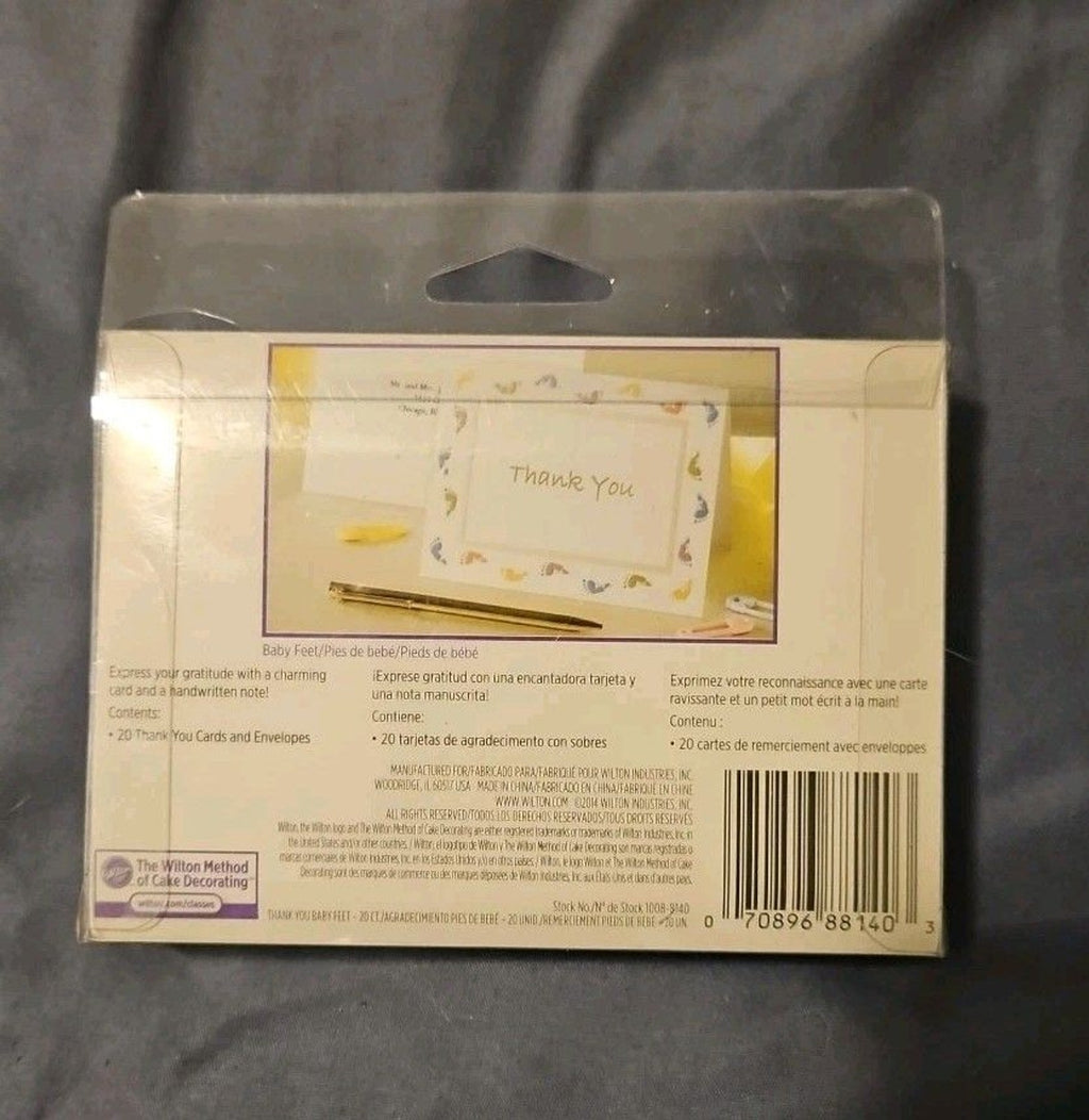 Baby Feet Footprints Shower Birth Thank You Cards Blank By Wilton Set of 20 NIB