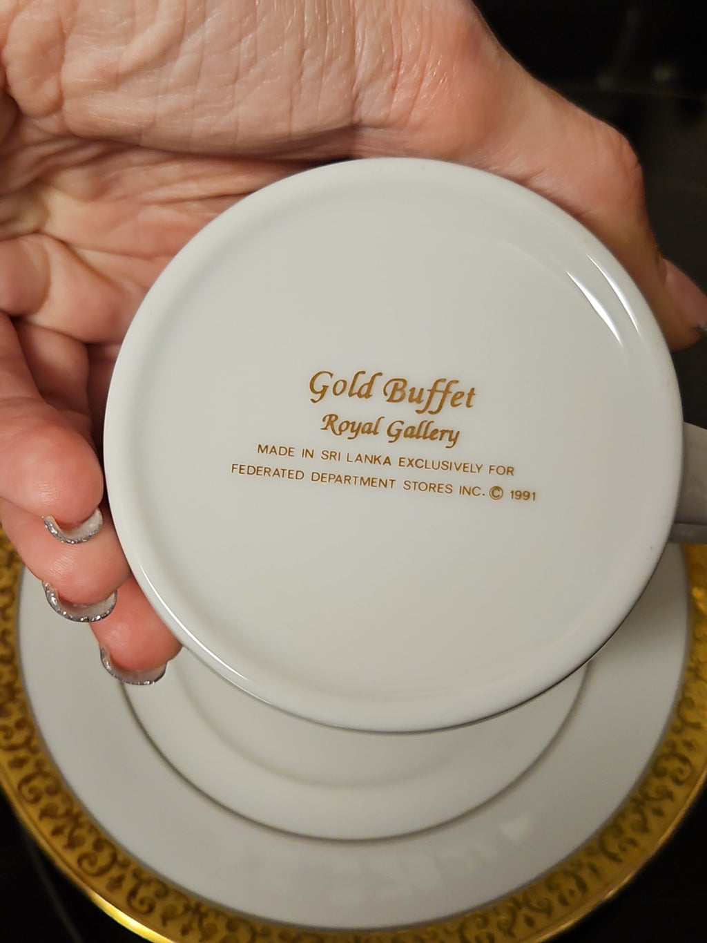 Vintage 1991 Royal Gallery Gold Buffet Cup and Saucer Set EUC