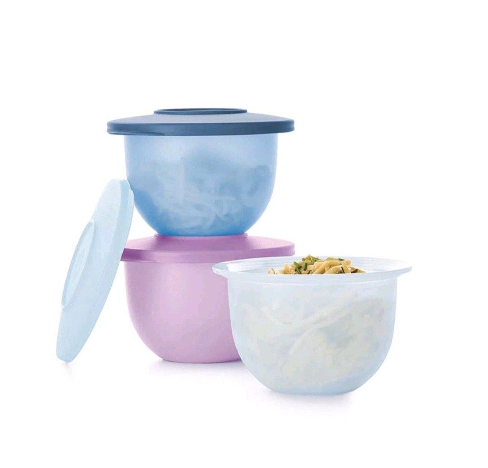 Tupperware Impressions Mini Bowl 2.25 Cup Pastel Set Of 3 With Lids 3621 NIP