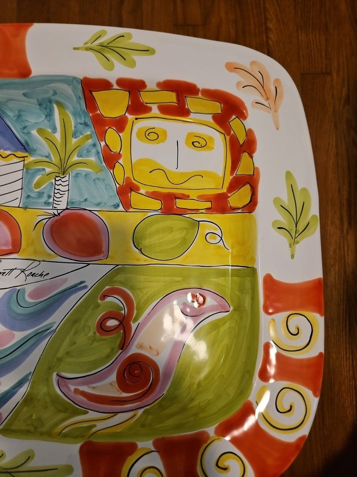 Vintage 1991 Pretense Elizabeth Barrett Roach Hand Painted Platter