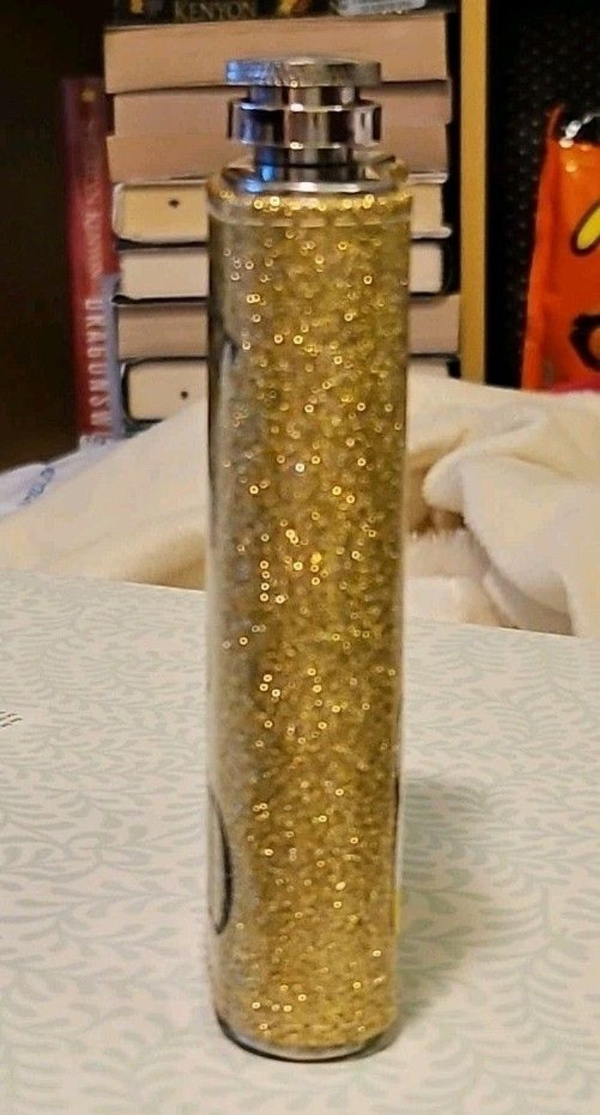 5oz "Time To Get Ship Faced" Stainless Steel Drink Flask Gold Glitter