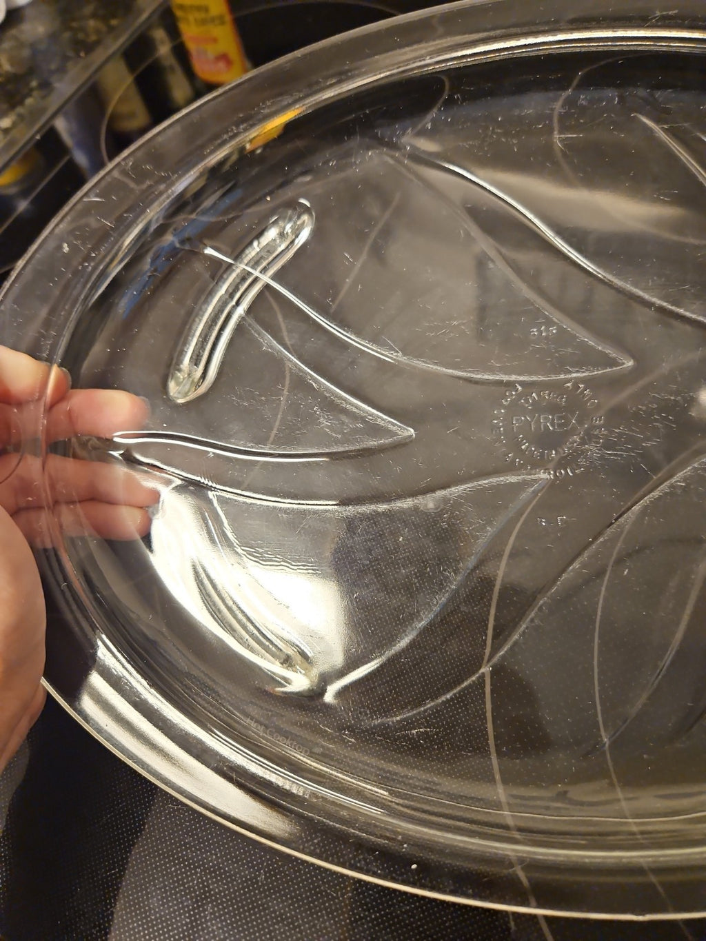 Vintage Pyrex 815 Clear Glass Tree of Life 15" Serving Platter w/Drip Well