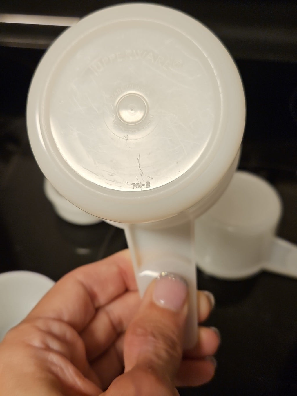 Vintage Tupperware Complete Set Of 6 Nesting Measuring Cups Sheer White EUC
