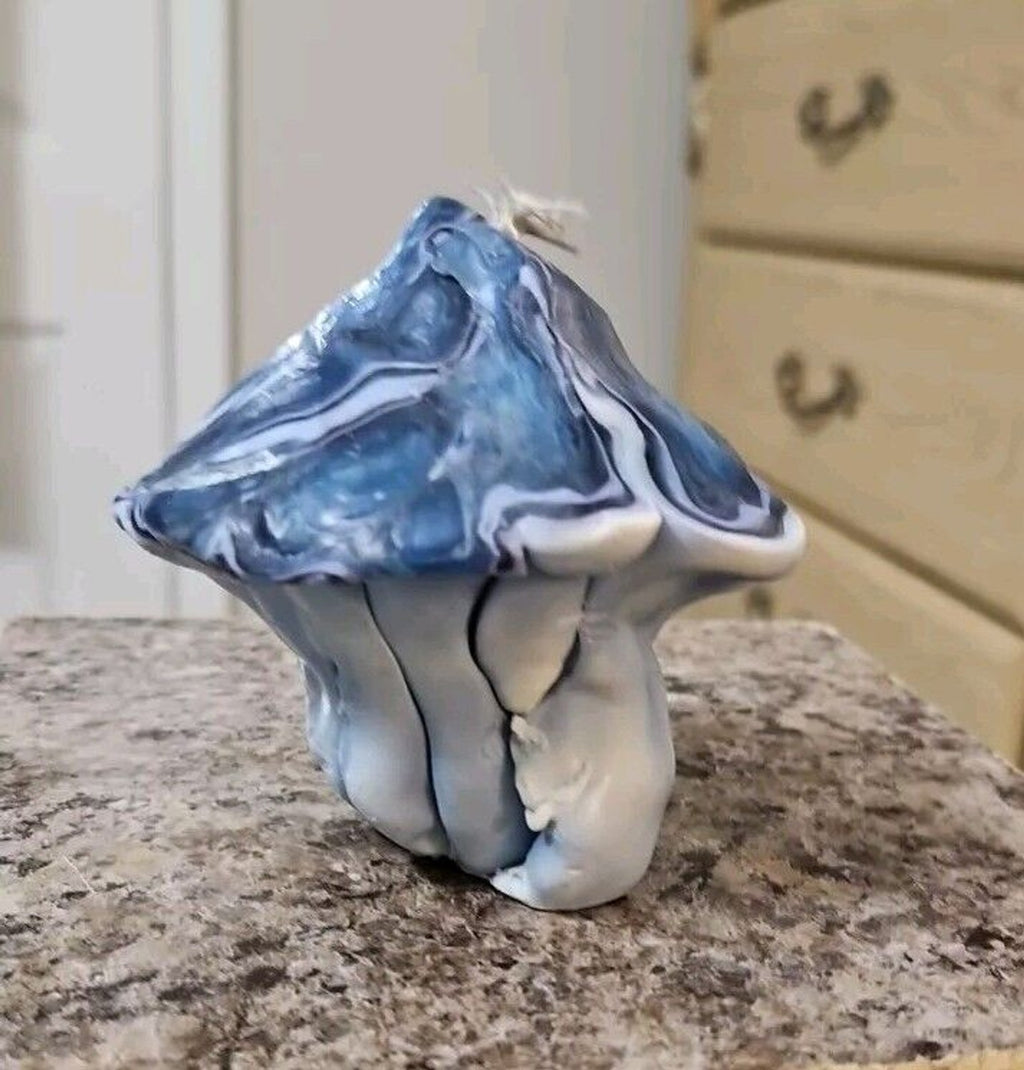 Norther Lights Candles Blue Mushroom Shaped Candle Handmade Unused