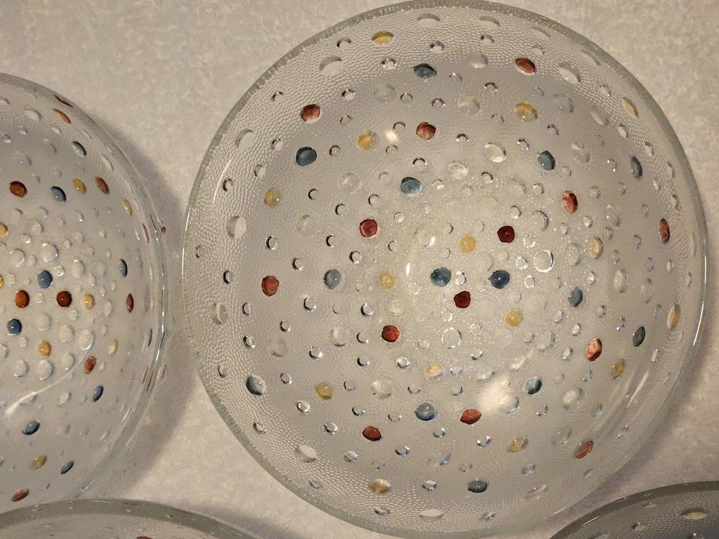 Vintage Dansk Bubble Confetti 10.5" Serving Bowl & Five 7.5" Fruit Bowl Set EUC