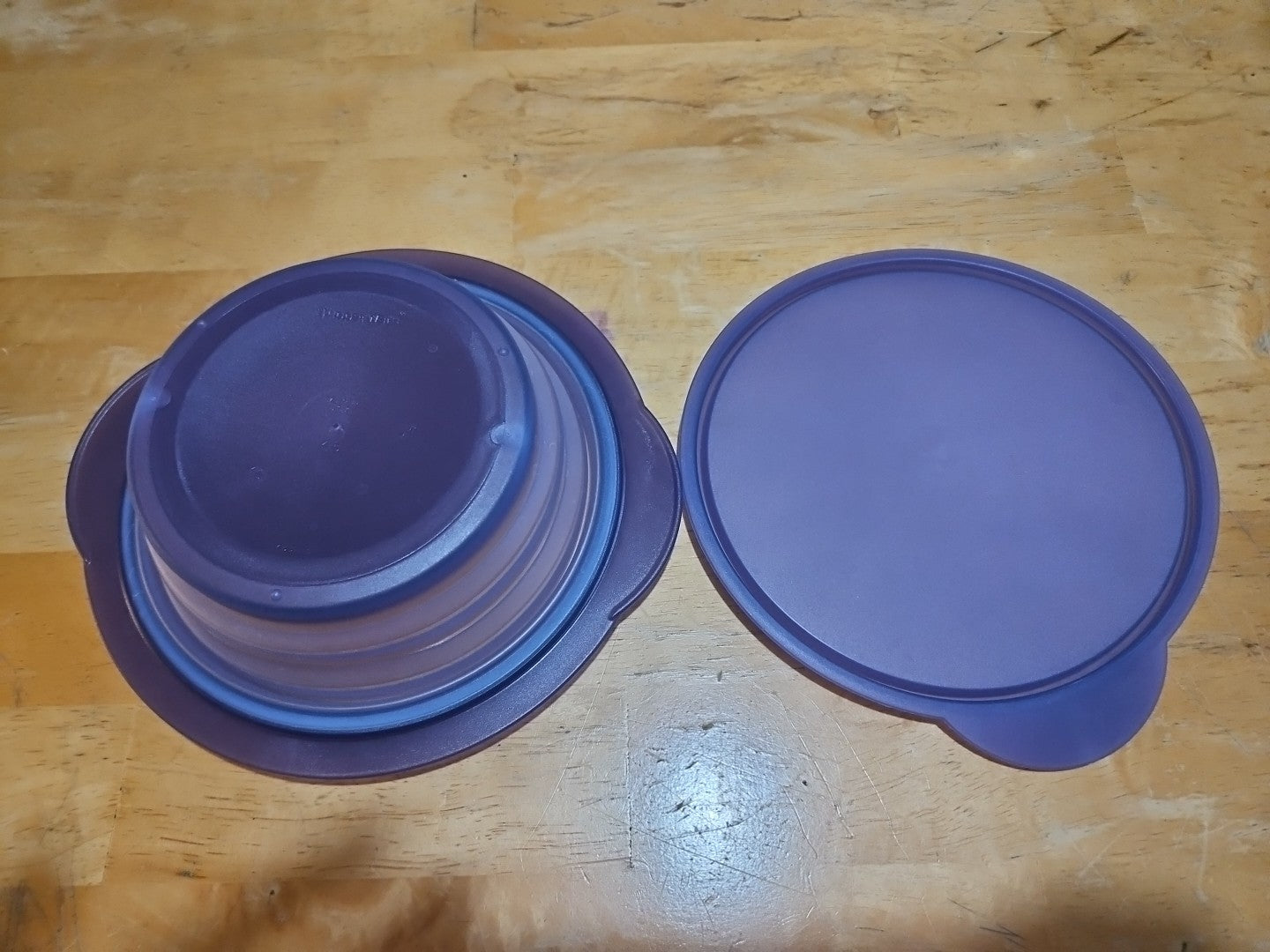 Tupperware 3 Cup Collapsible Purple Bowl 5452A With Lid