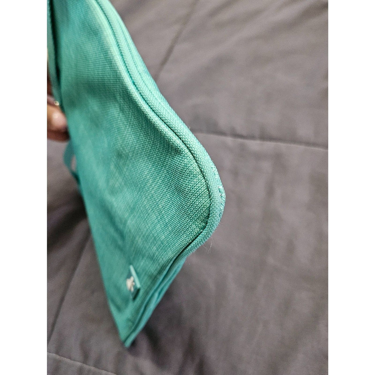 Thirty-One Pocket-A-Tote Teal Cross Hatch Organizer Snap on Zipper Pocket