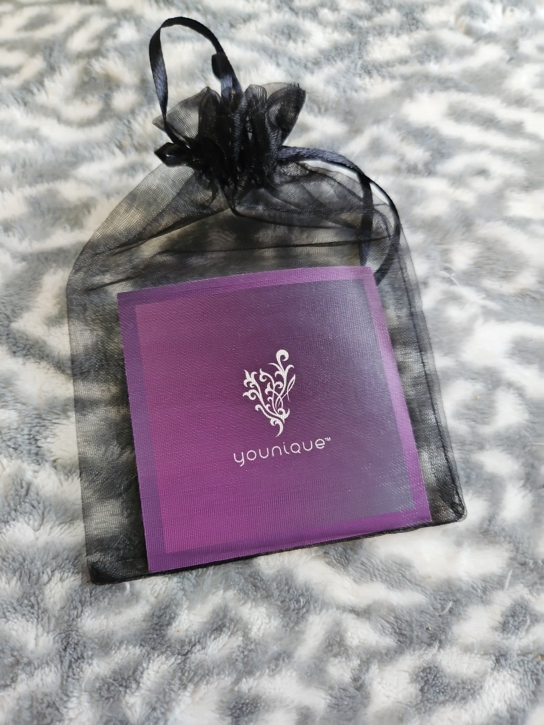 New Younique Yellow Presenter Status Charm with Black Organza Bag