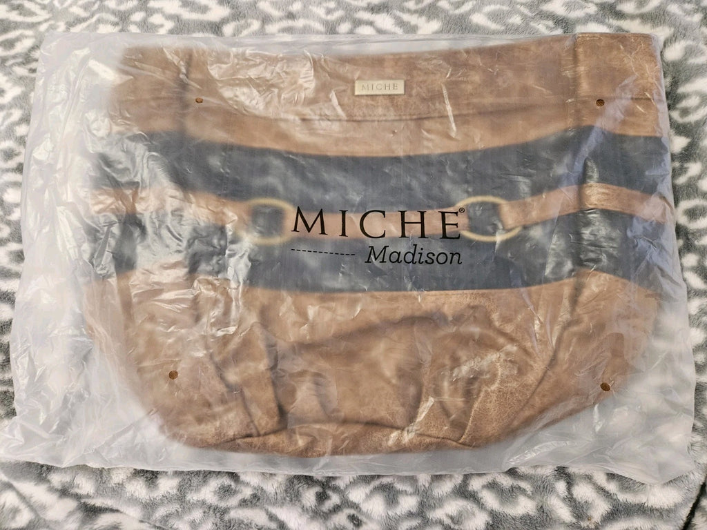 New In Package Retired Miche Demi Shell - Madison Dark Blue & Tan Faux Leather