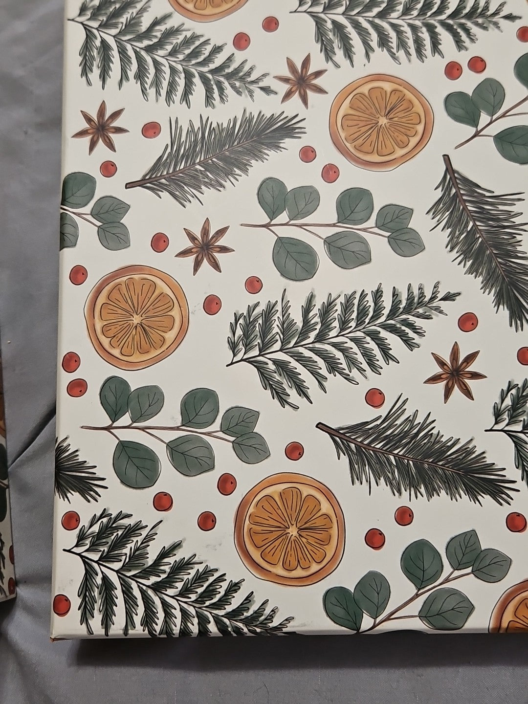 Lady Jayne Storage Box Citrus, Berry, Spice Greenery Holiday Theme 9"x9"x4"
