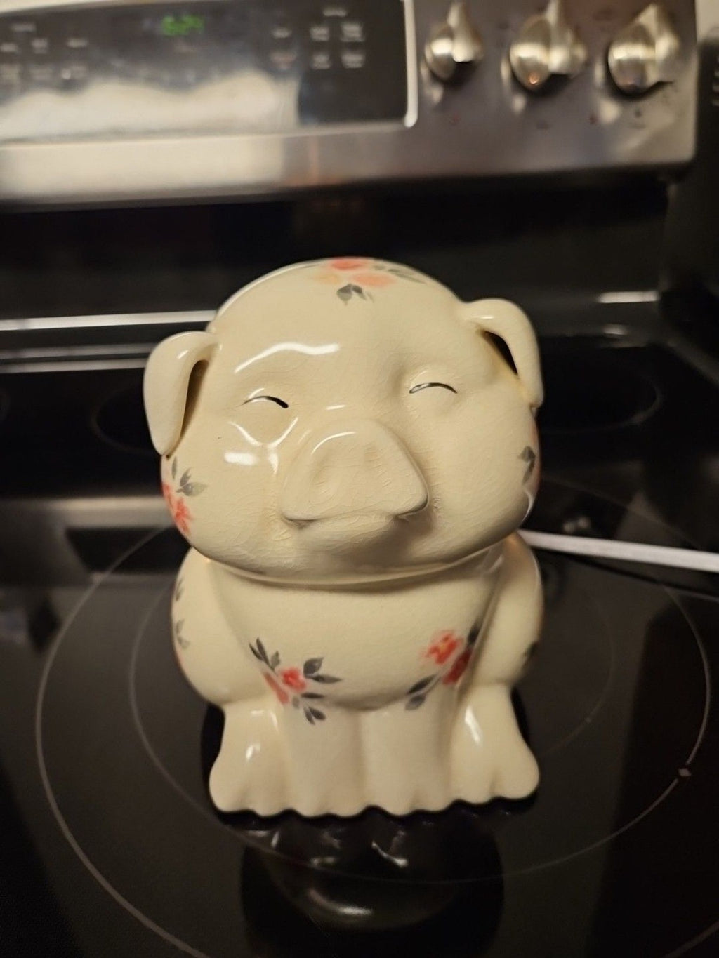 Vintage Intertek Ceramic Winged Pig Floral Lamp Model Sc-824 6" - Works!